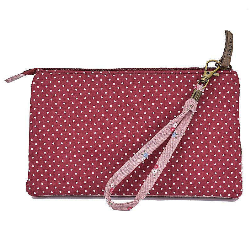 Handtasche Patchwork Kosmetiktasche Punkte Blume altrosa